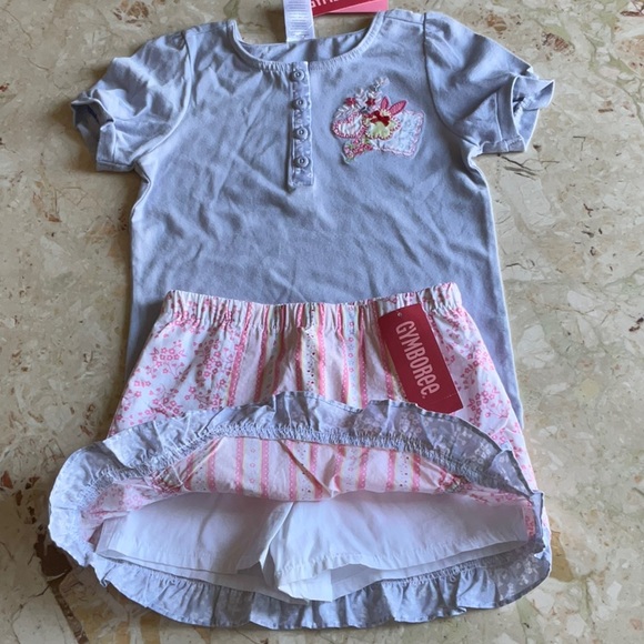 NWT Gymboree girls skort set, size 4, 100% cotton, lavender and pink - Picture 2 of 2